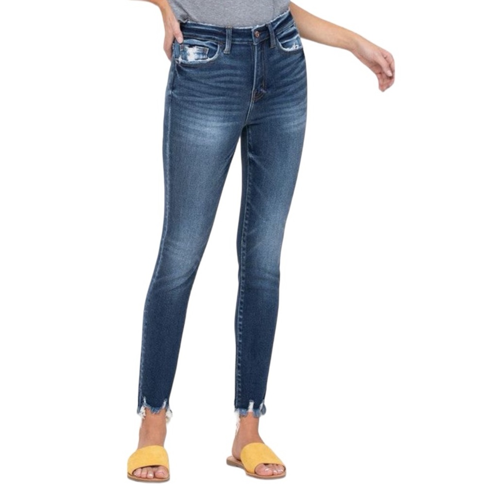 Flying Monkey High Rise Frayed Hem Ankle Jeans 30